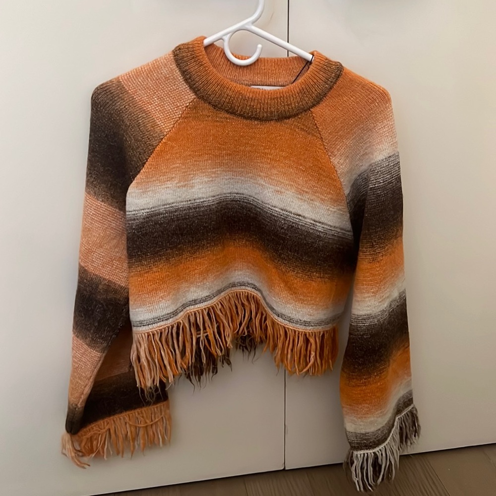 Zara 70s style sweater with fringe detail